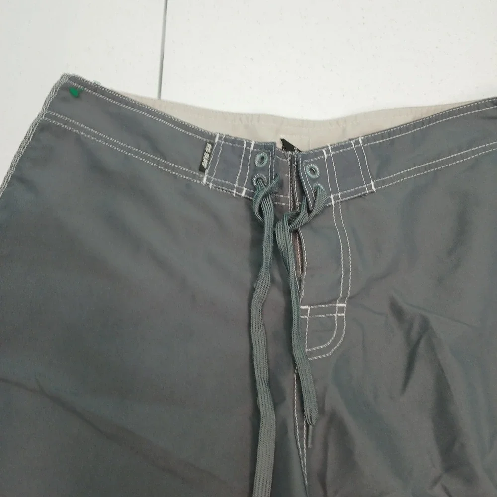 RSSURF Board Shorts 34 Grey Green Colorblock Surf Swim Trunks Beachwear‎